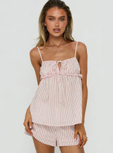 Harwin Gathered Bust Babydoll Top Pink Stripe
