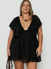 Sun Spirit Plunge Flowy Playsuit Black Curve