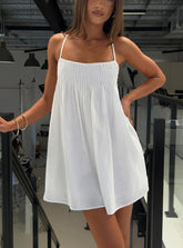 Stick With Me Tie Back Babydoll Mini Dress White