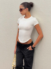Valentinna Short Sleeve Curved Hem Top White