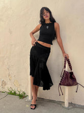 Mellissa Sheer Textured Midi Skirt Black