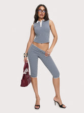 Tuka Capri Navy Gingham