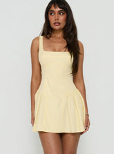 Lelouise Tie Back Mini Dress Butter Yellow