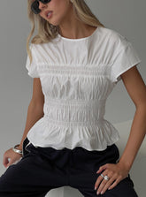 Dripping Diamonds Ruched Top White