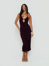 Gracie Halter Neck Midi Dress Plum