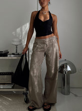 Paltrow Mid Rise Wide Leg Cargo Jeans Washed Brown