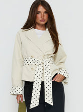 Meriana Cropped Trench Beige Polka Dot