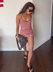 Watch Me Leave Halter Playsuit Red / White Stripe