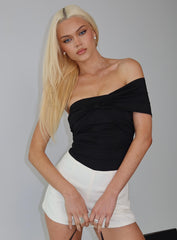 The Real Thing One Shoulder Bodysuit Black