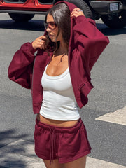 Zellah Double Ended Zipper Hoodie Cherry