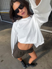 Settle Down Long Sleeve Top White