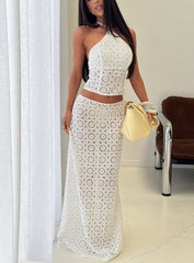 Starting Fresh Crochet Maxi Skirt White
