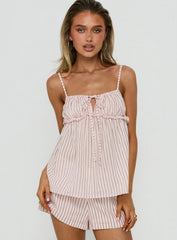 Harwin Gathered Bust Babydoll Top Pink Stripe