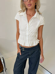 Oryn Gathered Waisted Top White