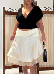 Rosemead Satin Midi Skirt Cream Curve