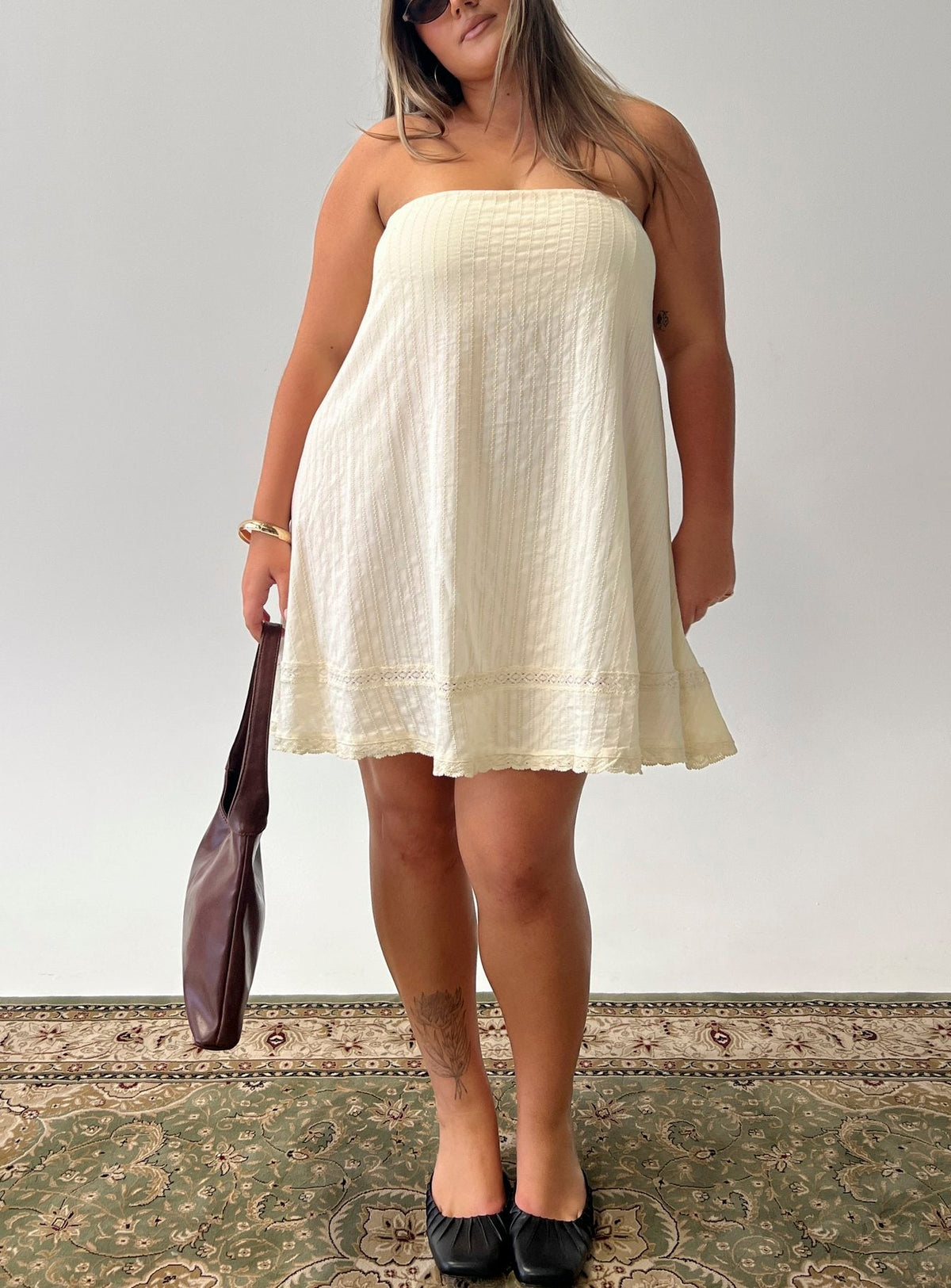 Gypsea Strapless Swing Mini Dress Butter Yellow Curve