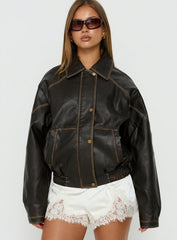 Jaxton Faux Leather Jacket Brown