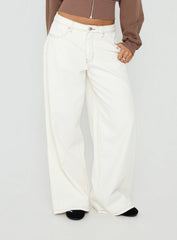 Naylor Mid Rise Wide Leg Jeans Cream