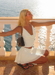 Gemmina Halter Sequin Top Cream