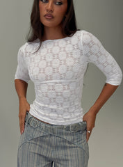 Seraphim Textured 3/4 Sleeve Top White