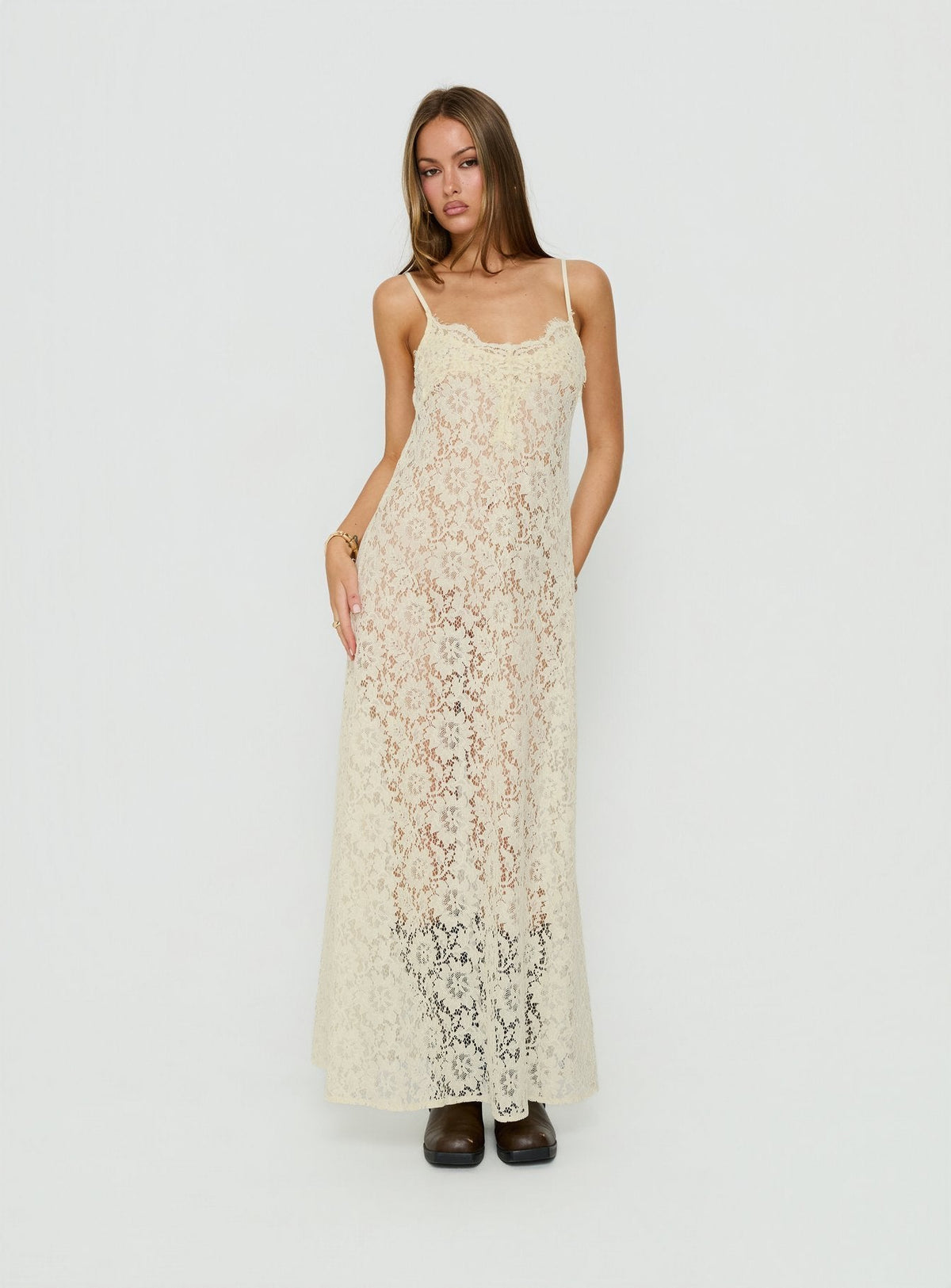 Lovedream Lace Maxi Dress Yellow