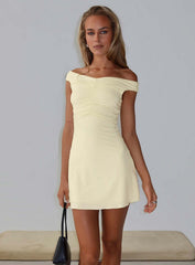 Keera Off Shoulder Ruched Mini Dress Butter