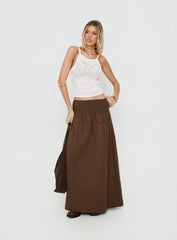 Thessa Ruched Maxi Skirt Chocolate