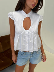 Jasmanie Keyhole Babydoll Top White