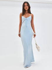Linger Bias Cut Maxi Dress Blue