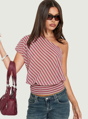 Larissah One Shoulder Top Pink Stripe