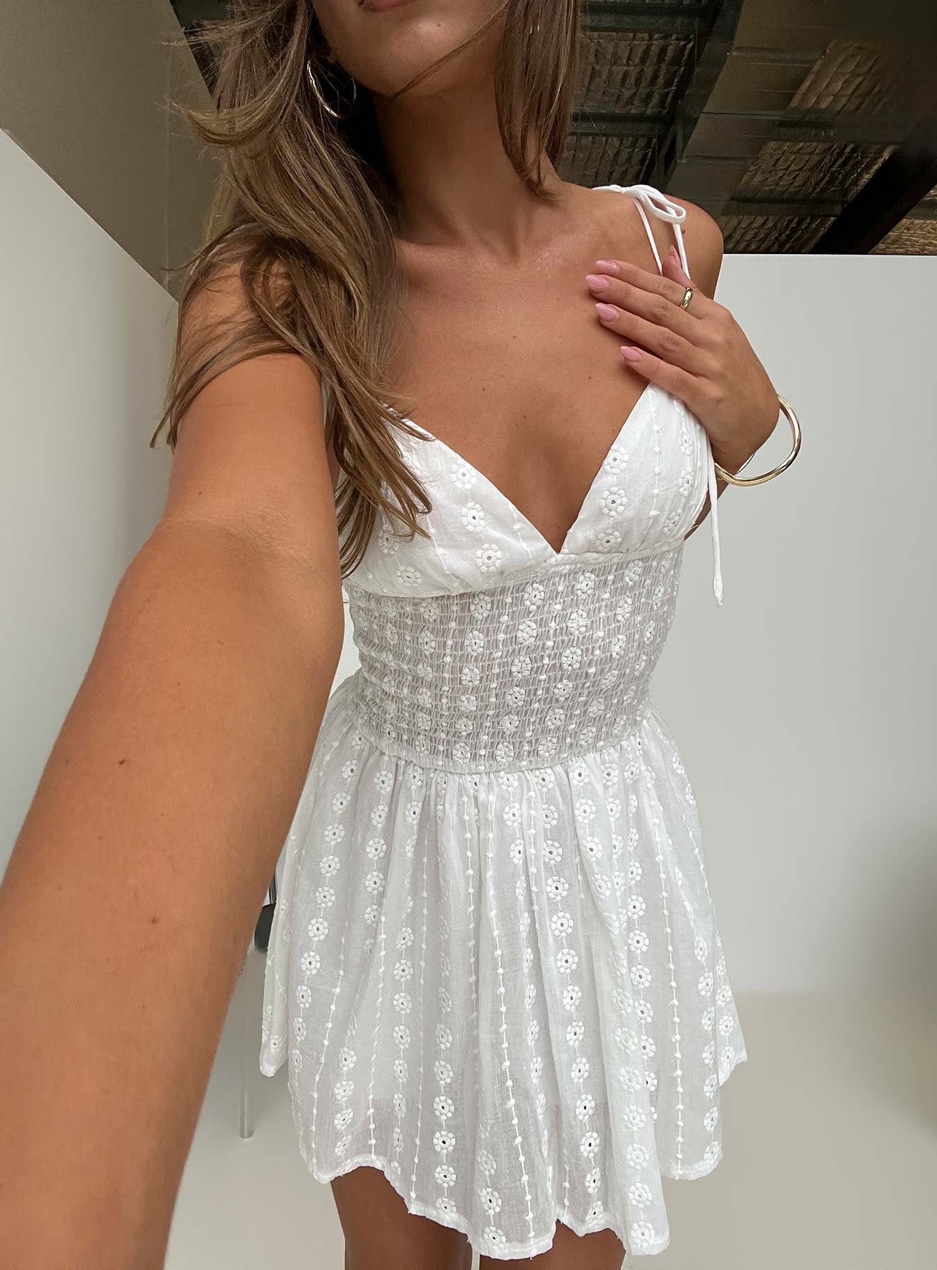 Solitary Ruched Tie Detail Romper White