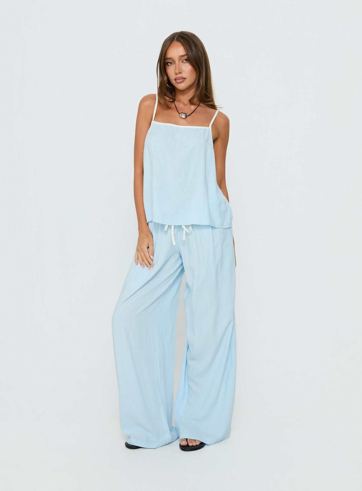 Nolei Contrast Pants Set Blue / White