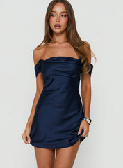 Zabbarra Off The Shoulder Mini Dress Navy