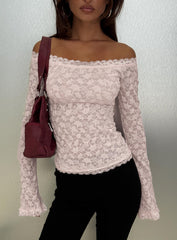 Mochapella Off The Shoulder Top Soft Pink