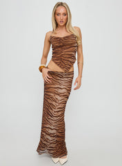 Better Now Cowl Neck Set Brown Tiger