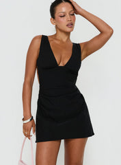 Sunswept Open Back Mini Dress Black