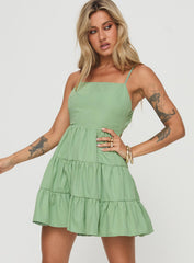Summer Break Mini Dress Sage
