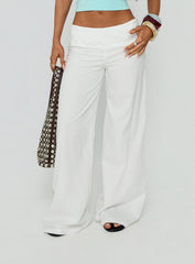 Slow Days Broderie Anglais Mid Rise Pants White