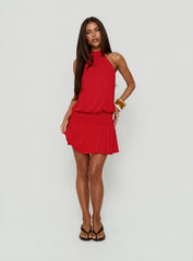 Lealeia Halter Slouch Mini Dress Red