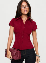 Cottesloe Cord Blouse Top Wine
