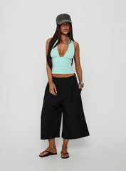 Keerah Tie Neck Halter Top Aqua