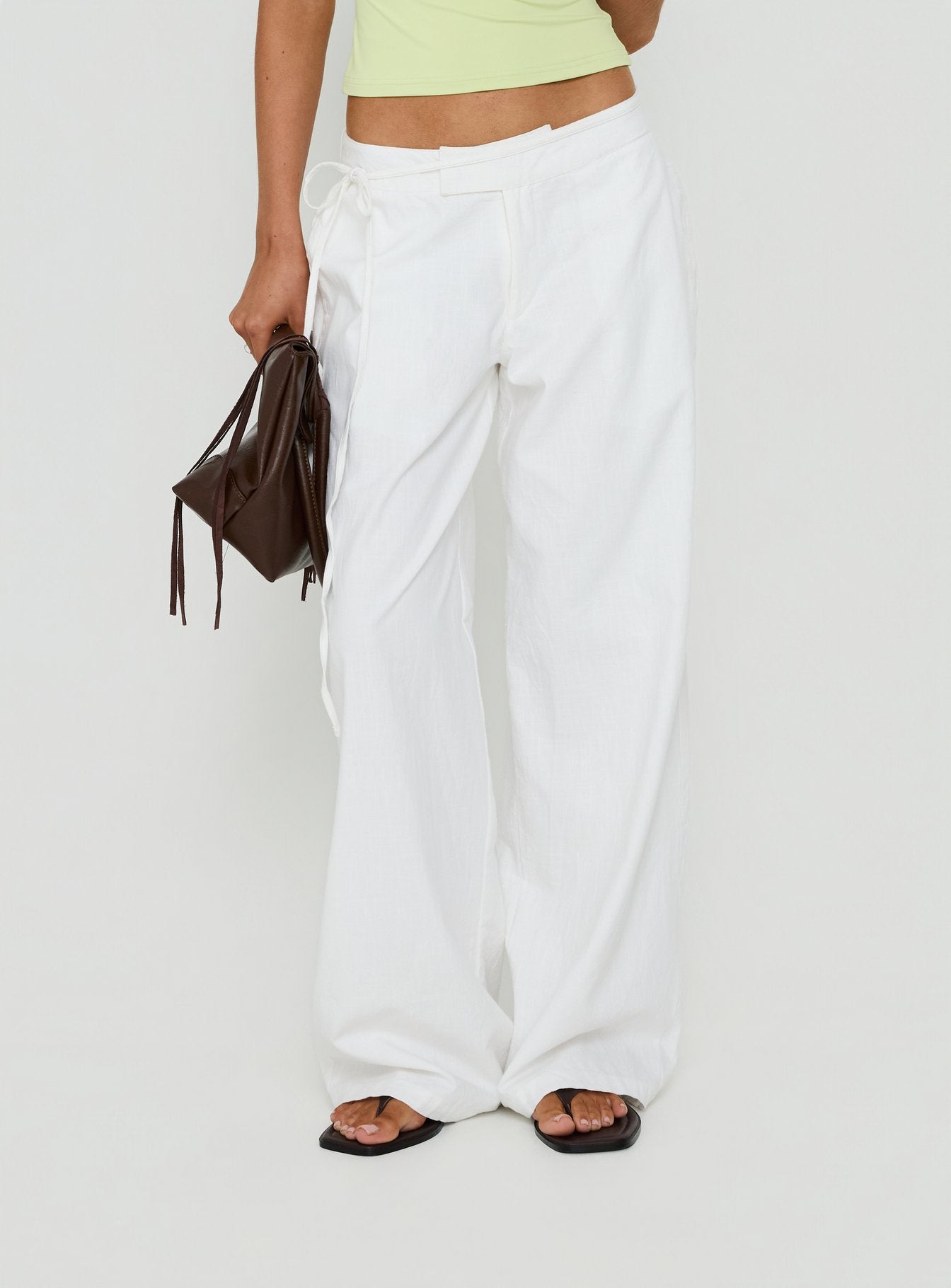 Mylana Straight Leg Tie Pants White