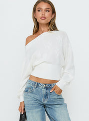 Lalola Asymmetrical Knit Jumper White