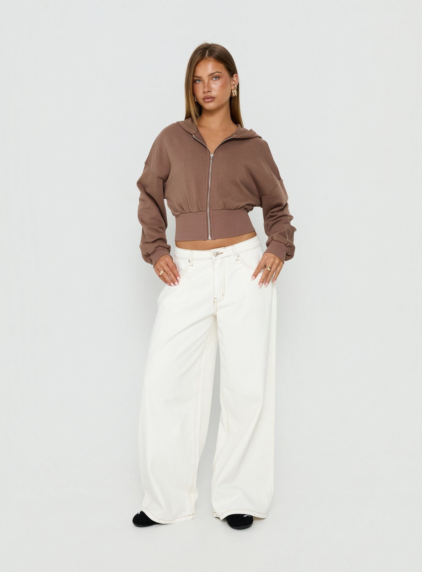 Naylor Mid Rise Wide Leg Jeans Cream Petite