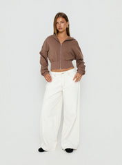 Naylor Mid Rise Wide Leg Jeans Cream Petite