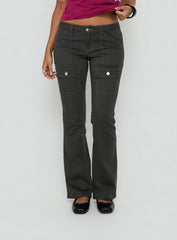 Trust Fund Low Rise Bootleg Cargo Pants Charcoal
