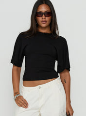 Nakota V Neck Cinched Tee Black
