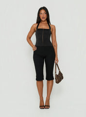 Gabriela Satin Halter Corset Top Black