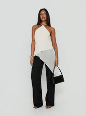 Eternal Optimist Longline Chiffon Arrowneck Top Cream