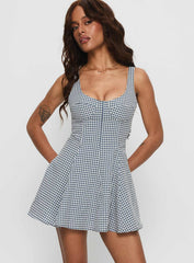 Honeysucker Floaty Playsuit Blue Check